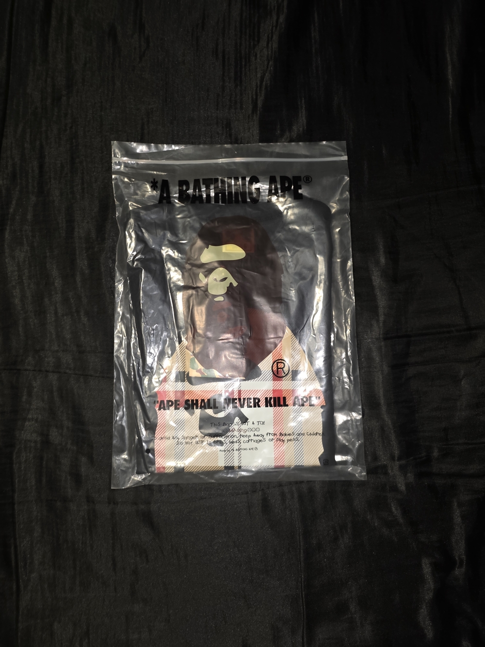 Bape x Burberry Check Ape Head T-Shirt, Black - Picture 6 of 6